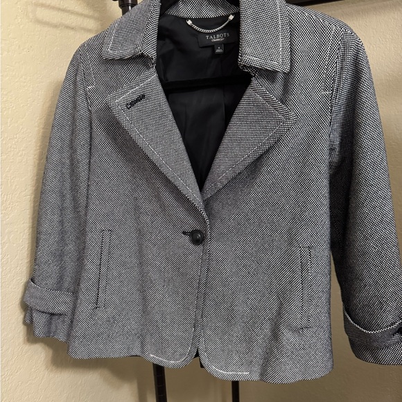 Talbots Women's Black and White Houndstooth Blazer - Picture 2 of 5